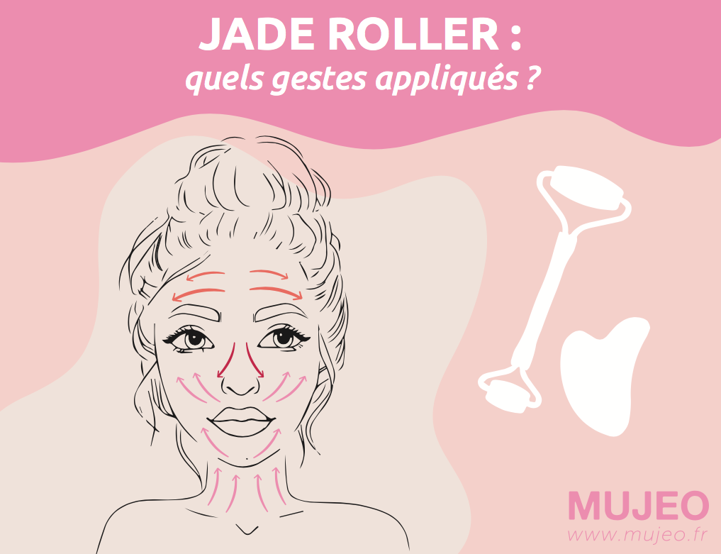 jade roller, rouleau de jade, quartz rose, mujeo