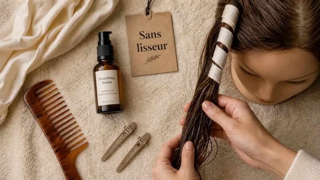 Cheveux lisses sans lisseur : la méthode à choisir selon votre texture et votre temps