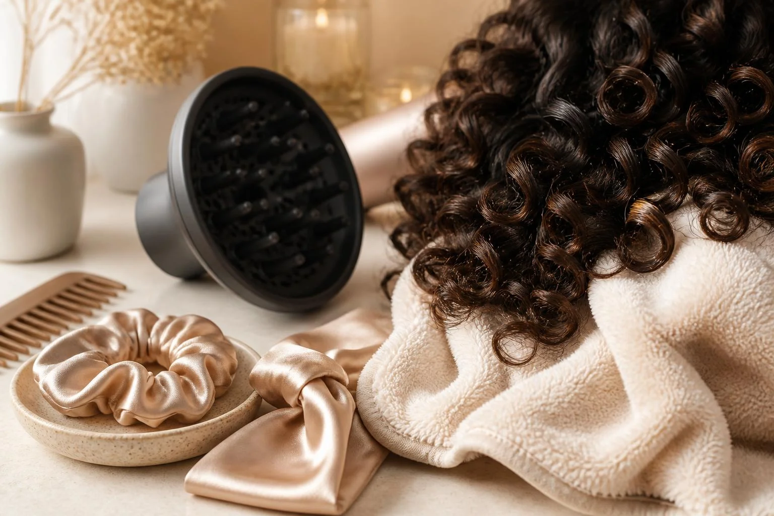 Microfibre, diffuseur et satin : boucles sublimées