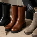 Chaussures botte femme : mollet, talon et matière comparés