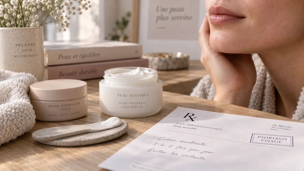 Crème pour psoriasis visage, baume sans parfum sur peau sensible