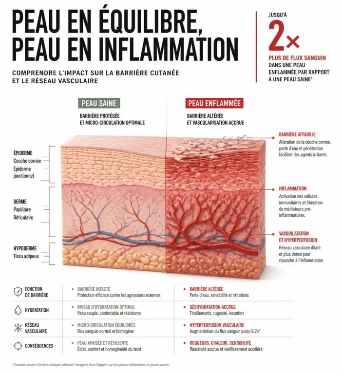 Schéma explicatif de la barrière cutanée et des rougeurs pour choisir une crème anti-rougeurs efficace