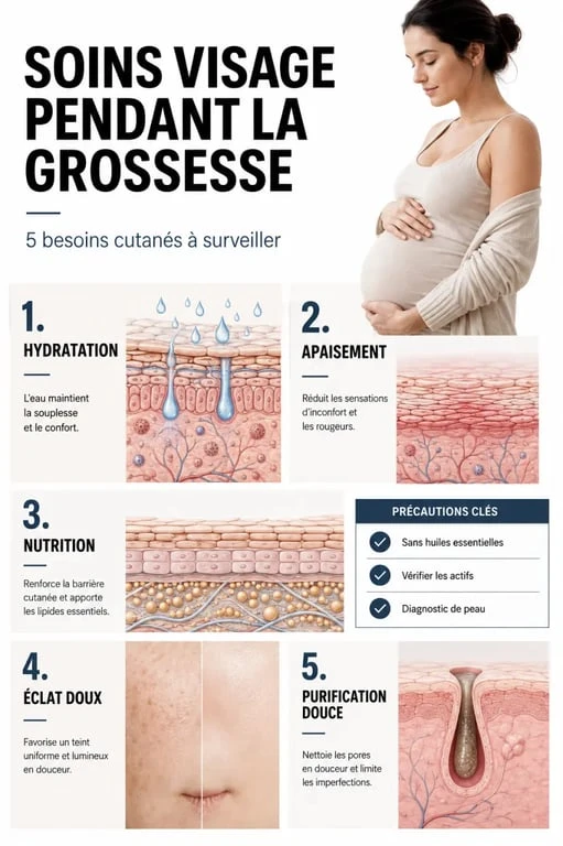 Soin visage femme enceinte : illustration des soins adaptés et des précautions à vérifier pendant la grossesse