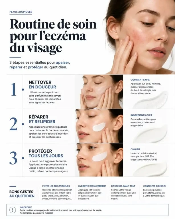 Routine de soin recommandée pour traiter une dartre sur le visage