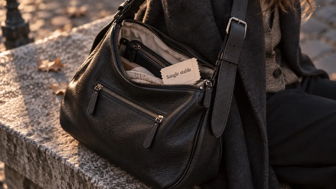 Sac à main porté épaule et bandoulière stable, cuir noir