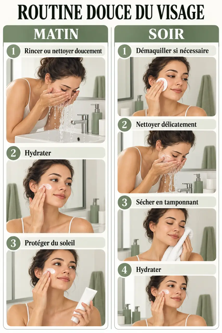 Routine beauté du visage : comment composer un rituel doux et naturel à la maison, avec l’ordre des gestes matin et soir