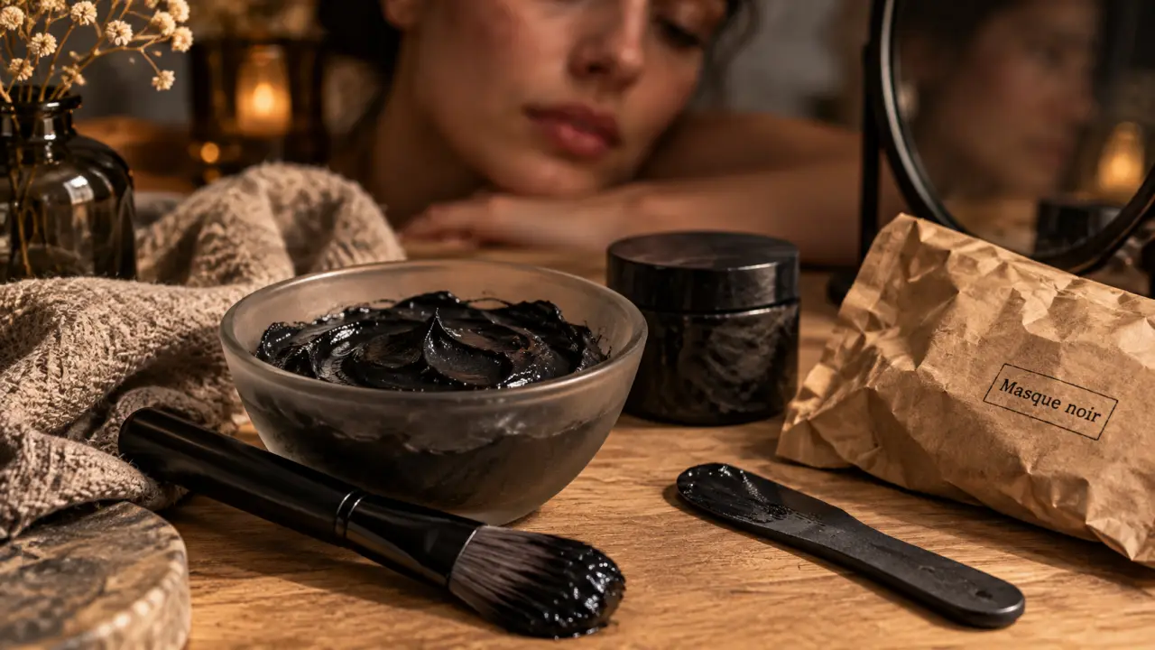 Masque pour visage noir charbon ou peel-off sur visage